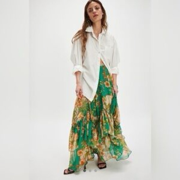 457. AMBER SKY chiffon maxi floral skirt NWT - Picture 3 of 6
